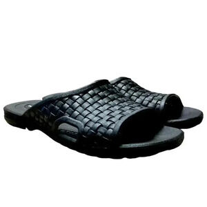 Okabashi Torino Mens LL 9.5-10.5 Weave Slide Sandals Black Eco Friendly Recycle